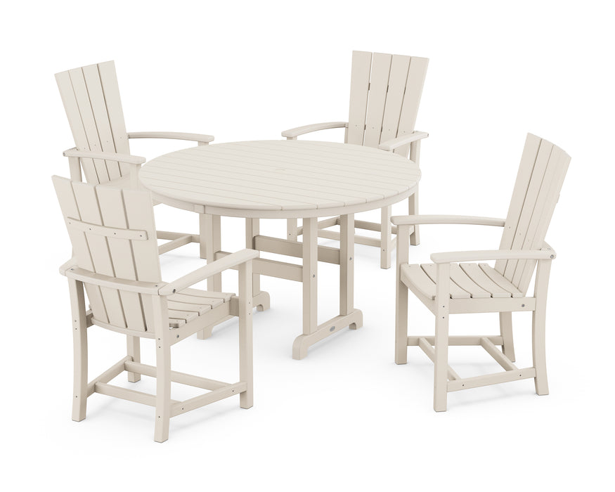 POLYWOOD Quattro 5-Piece Round Farmhouse Dining Set in Sand