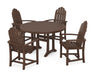 POLYWOOD Classic Adirondack 5-Piece Round Dining Set with Trestle Legs in Mahogany image