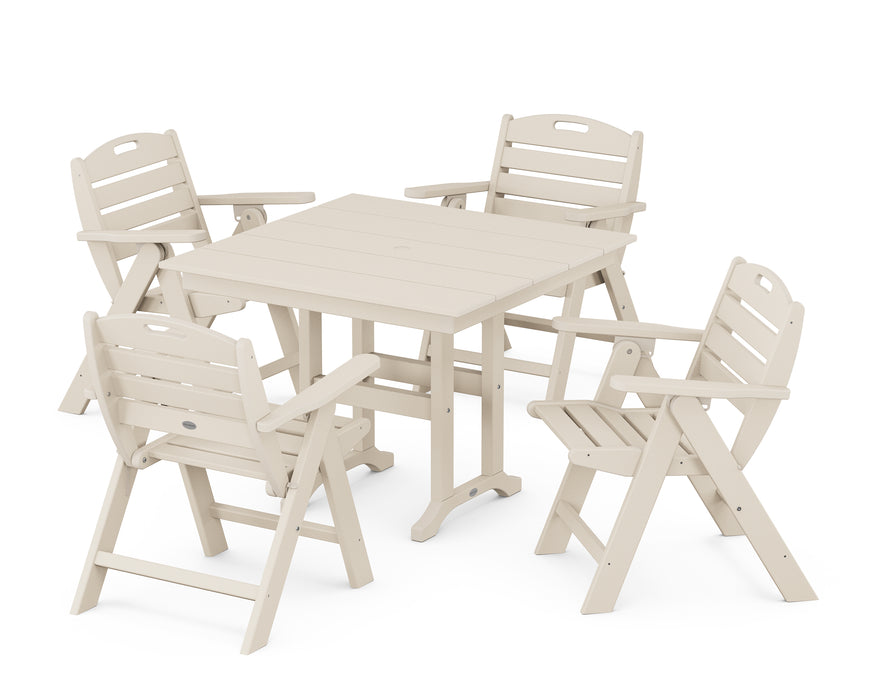 POLYWOOD Nautical Lowback Chair 5-Piece Farmhouse Dining Set in Sand image