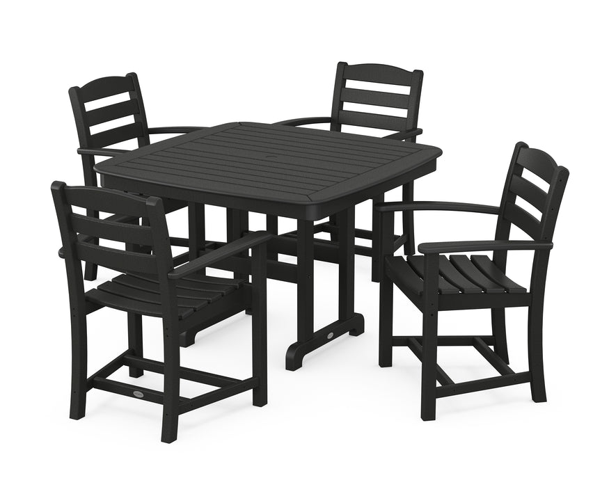 POLYWOOD La Casa Cafe 5-Piece Dining Set with Trestle Legs in Black