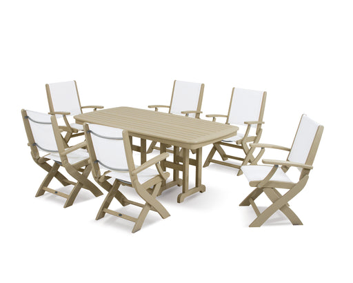 POLYWOOD Coastal 7-Piece Dining Set in Sand / White Sling image