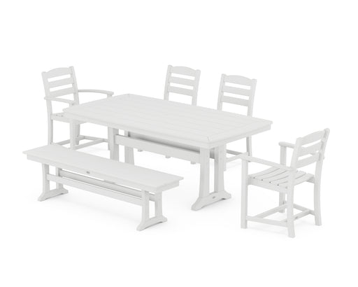 POLYWOOD La Casa Cafe 6-Piece Dining Set with Trestle Legs in White image