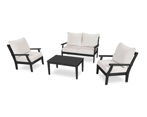 POLYWOOD Braxton 4-Piece Deep Seating Chair Set in Black / Bird's Eye image