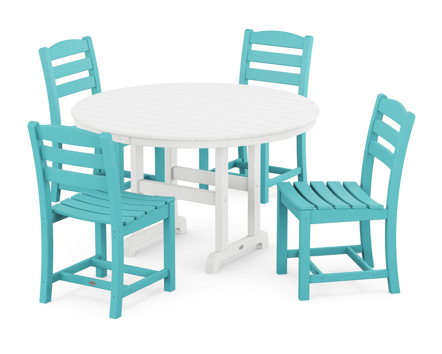 POLYWOOD La Casa Cafe Side Chair 5-Piece Round Farmhouse Dining Set in Aruba