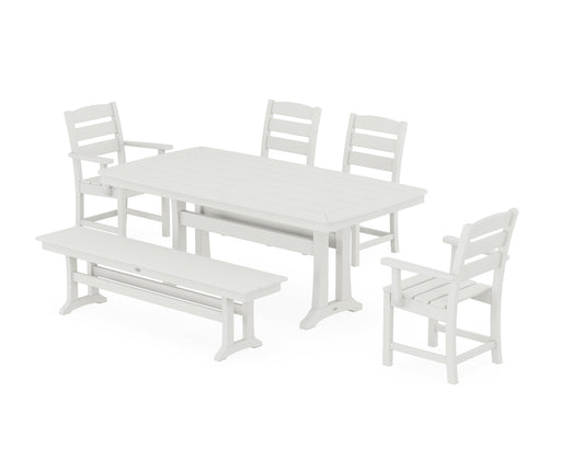 POLYWOOD Lakeside 6-Piece Dining Set with Trestle Legs in Vintage White image