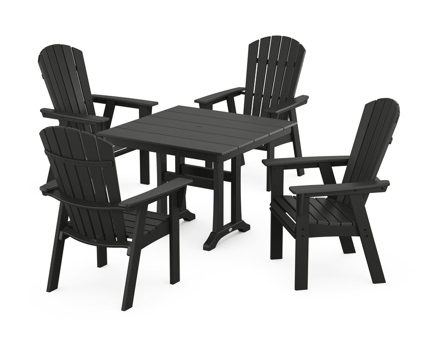 POLYWOOD Nautical Adirondack 5-Piece Farmhouse Dining Set With Trestle Legs in Black