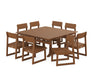 POLYWOOD EDGE Side Chair 9-Piece Dining Set with Trestle Legs in Teak image