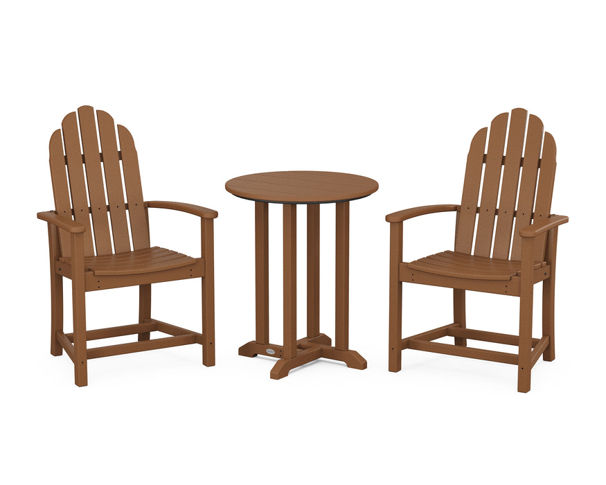 POLYWOOD Classic Adirondack 3-Piece Round Dining Set in Teak