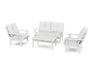 POLYWOOD Lakeside 4-Piece Deep Seating Set in Vintage White / Natural Linen image