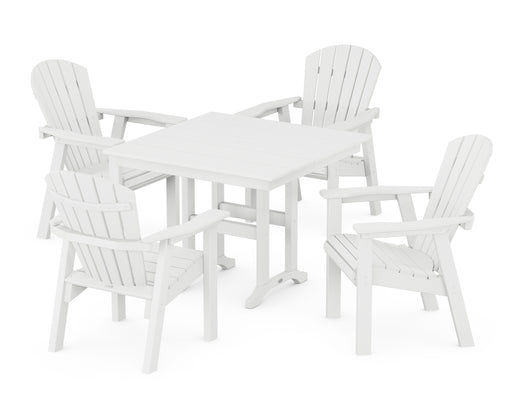 POLYWOOD Seashell Chair 5-Piece Farmhouse Dining Set in White image