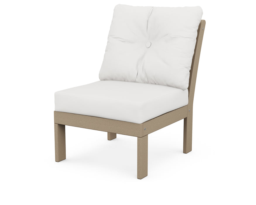 POLYWOOD Vineyard Modular Armless Chair in Vintage Sahara / Natural Linen