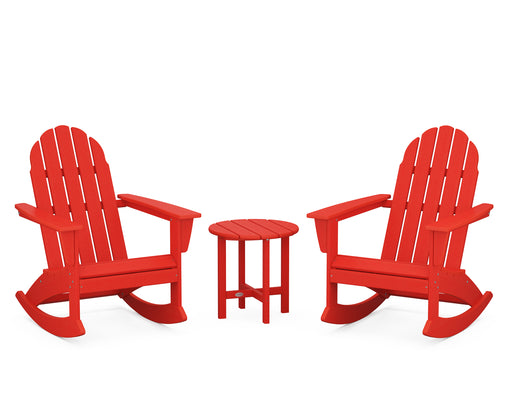 POLYWOOD Vineyard 3-Piece Adirondack Rocking Chair Set in Sunset Red image