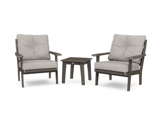 POLYWOOD Lakeside 3-Piece Deep Seating Chair Set in Vintage Coffee / Weathered Tweed image
