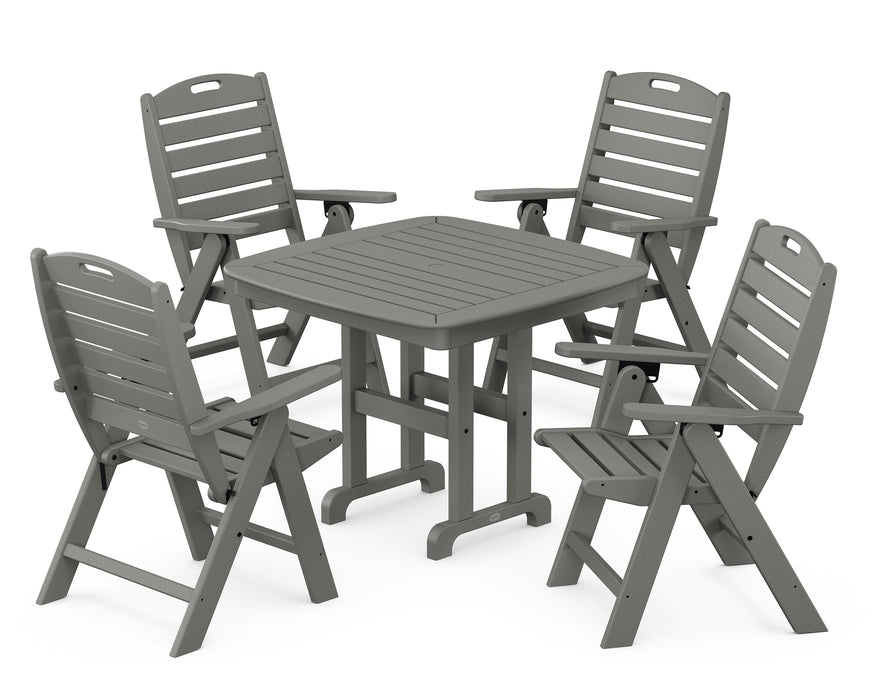 POLYWOOD Nautical Highback Chair 5-Piece Dining Set in Slate Grey