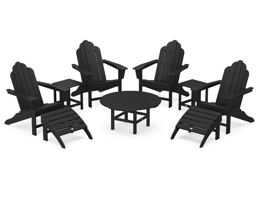 POLYWOOD Long Island Adirondack 9-Piece Conversation Group in Black