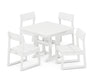 POLYWOOD EDGE 5-Piece Farmhouse Trestle Side Chair Dining Set in White image