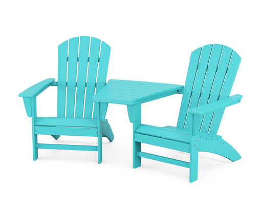 POLYWOOD Nautical 3-Piece Adirondack Set with Angled Connecting Table in Aruba image