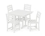 POLYWOOD La Casa Cafe Side Chair 5-Piece Farmhouse Dining Set in White image