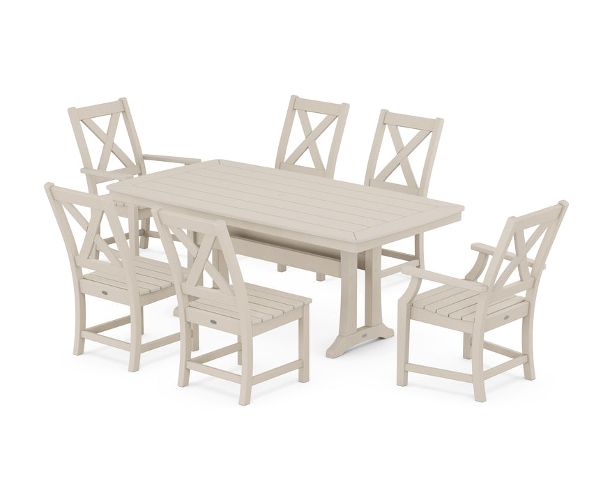 POLYWOOD Braxton 7-Piece Dining Set with Trestle Legs in Sand image