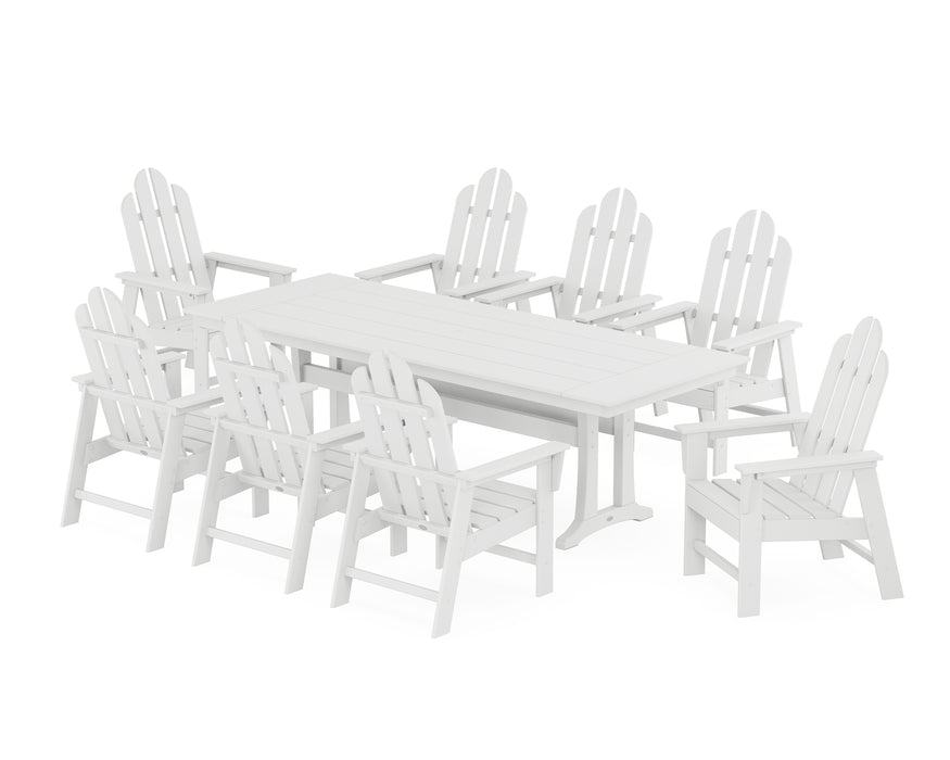 POLYWOOD Long Island 9-Piece Farmhouse Dining Set with Trestle Legs in White