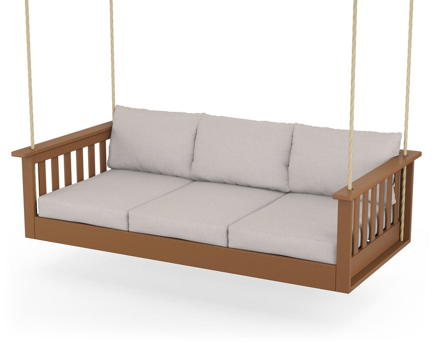 POLYWOOD Vineyard Daybed Swing in Teak / Dune Burlap