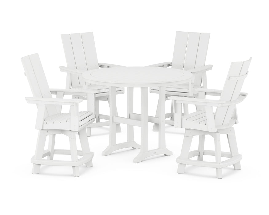 POLYWOOD 5-Piece Modern Swivel Counter Set in White image