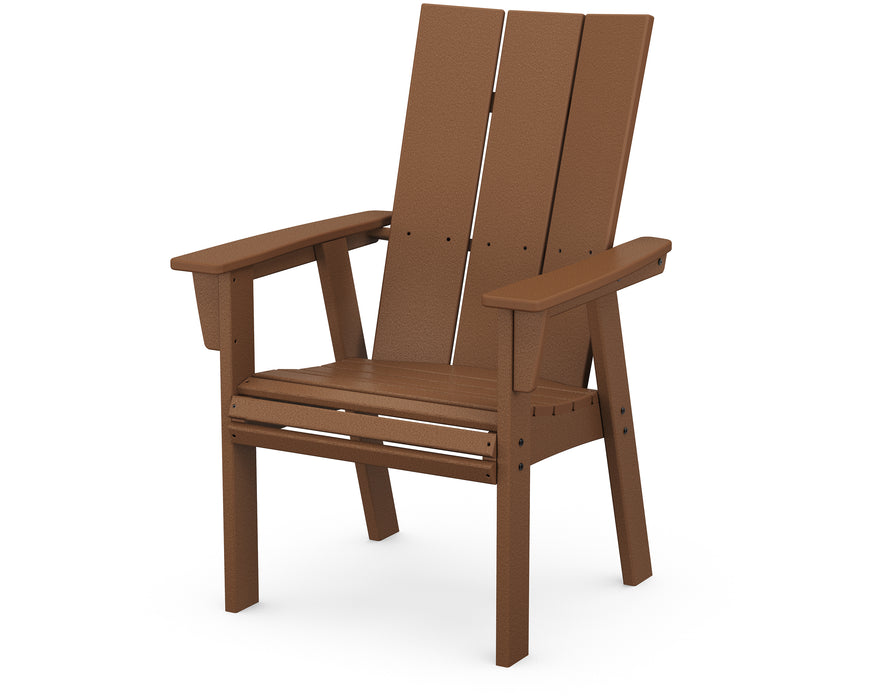 POLYWOOD Modern Curveback Adirondack Dining Chair in Teak