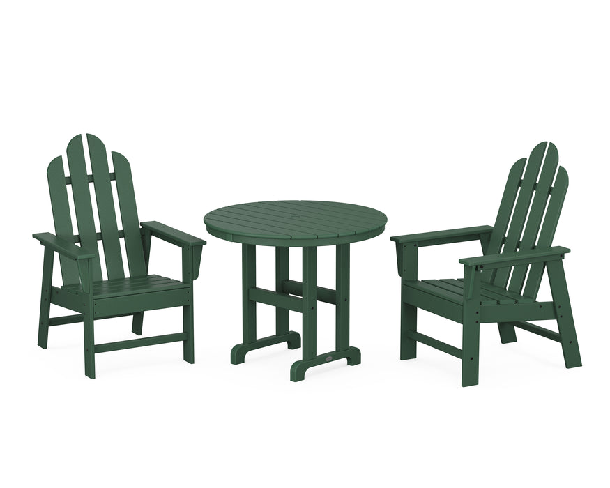 POLYWOOD Long Island 3-Piece Round Dining Set in Green