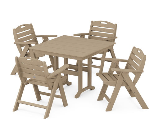 POLYWOOD Nautical Lowback Chair 5-Piece Farmhouse Dining Set in Vintage Sahara image