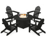 POLYWOOD Classic Adirondack 5-Piece Conversation Set with Fire Pit Table in Black image