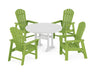 POLYWOOD South Beach 5-Piece Round Dining Set with Trestle Legs in Lime / White image