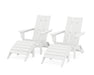 POLYWOOD Modern Folding Adirondack Chair 4-Piece Set with Ottomans in White image