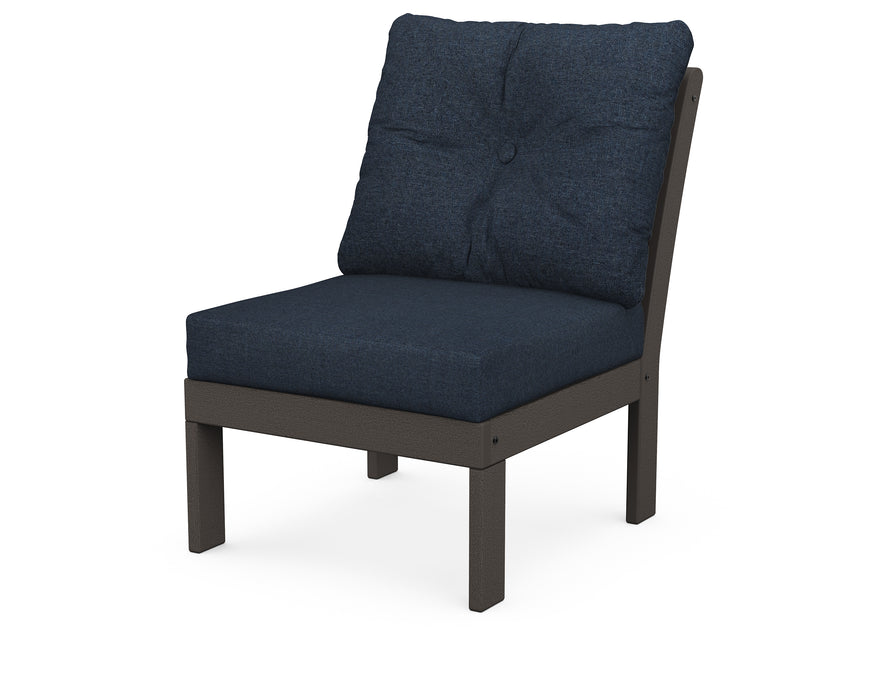 POLYWOOD Vineyard Modular Armless Chair in Vintage Coffee / Marine Indigo