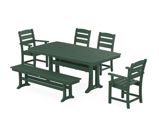 POLYWOOD Lakeside 6-Piece Dining Set with Trestle Legs in Green image