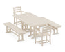POLYWOOD La Casa Cafe 5-Piece Farmhouse Dining Set with Benches in Sand image
