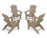 POLYWOOD 4-Piece Nautical Curveback Adirondack Chair Conversation Set in Vintage Sahara image