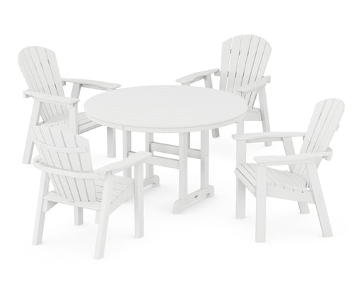 POLYWOOD Seashell 5-Piece Round Farmhouse Dining Set in White image