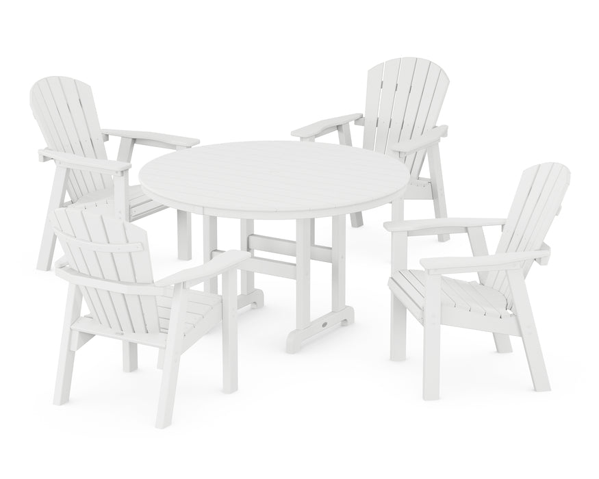 POLYWOOD Seashell 5-Piece Round Farmhouse Dining Set in White image