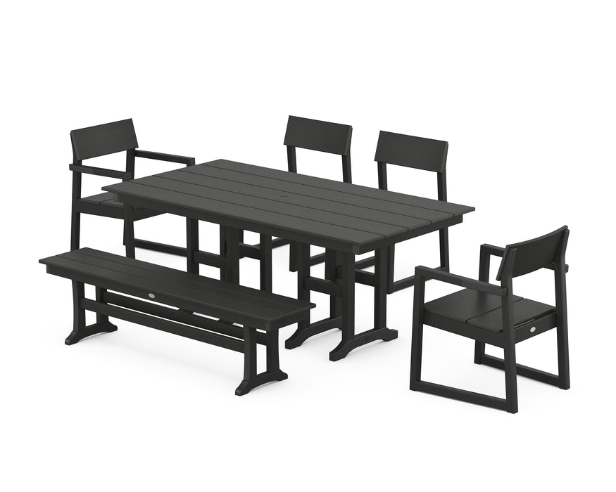 POLYWOOD EDGE 6-Piece Farmhouse Dining Set in Black image