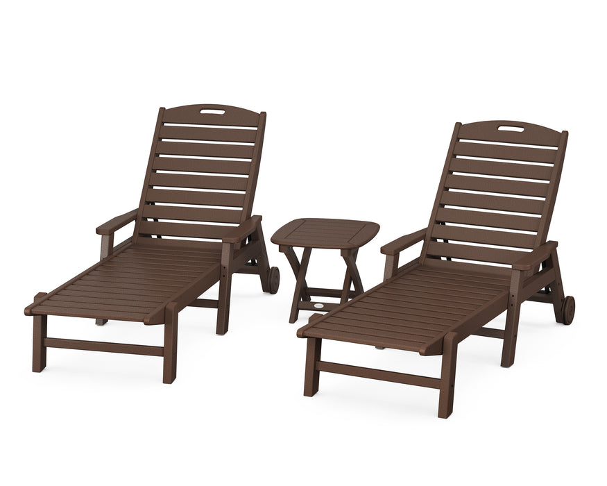 POLYWOOD Nautical 3-Piece Chaise Set in Mahogany