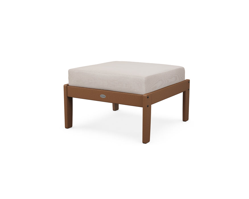 POLYWOOD Braxton Deep Seating Ottoman in Teak / Dune Burlap