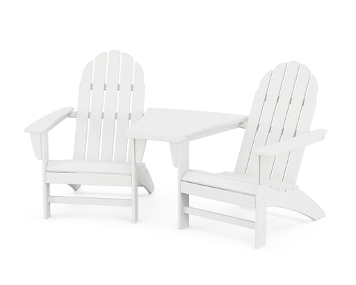 POLYWOOD Vineyard 3-Piece Adirondack Set with Angled Connecting Table in White image