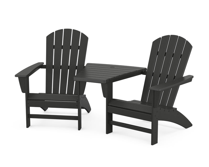 POLYWOOD Nautical 3-Piece Adirondack Set with Angled Connecting Table in Black image