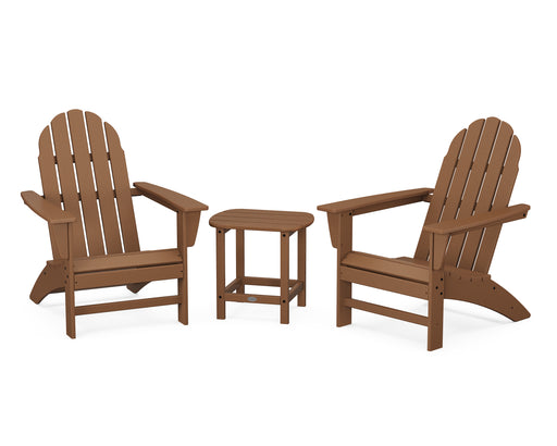 POLYWOOD Vineyard 3-Piece Adirondack Set with South Beach 18" Side Table in Teak image