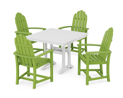 POLYWOOD Classic Adirondack 5-Piece Farmhouse Dining Set With Trestle Legs in Lime / White image