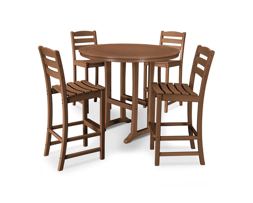 POLYWOOD La Casa Cafe 5-Piece Side Chair Bar Dining Set in Teak image