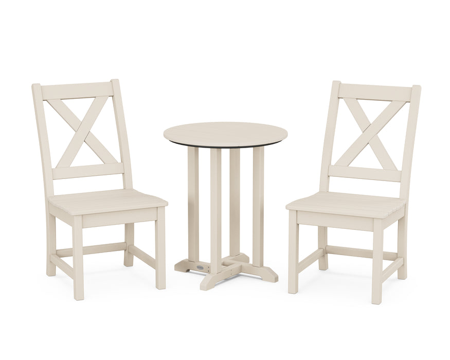 POLYWOOD Braxton Side Chair 3-Piece Round Dining Set in Sand