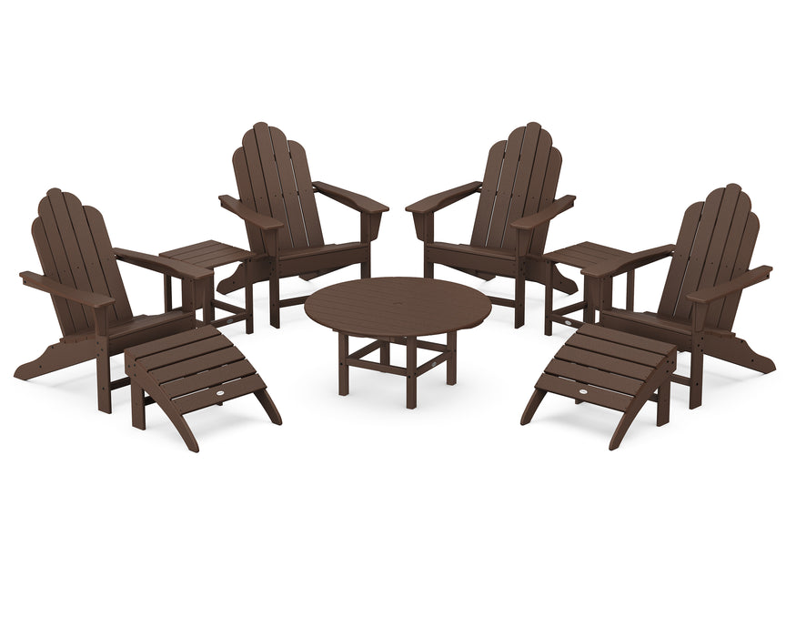 POLYWOOD Long Island Adirondack 9-Piece Conversation Group in Mahogany