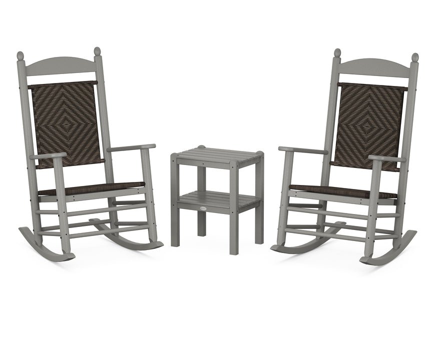 POLYWOOD Jefferson 3-Piece Woven Rocker Set in Slate Grey / Cahaba image