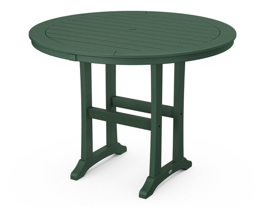 POLYWOOD Nautical Trestle 48" Round Counter Table in Green image